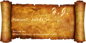 Hanzel Jolán névjegykártya